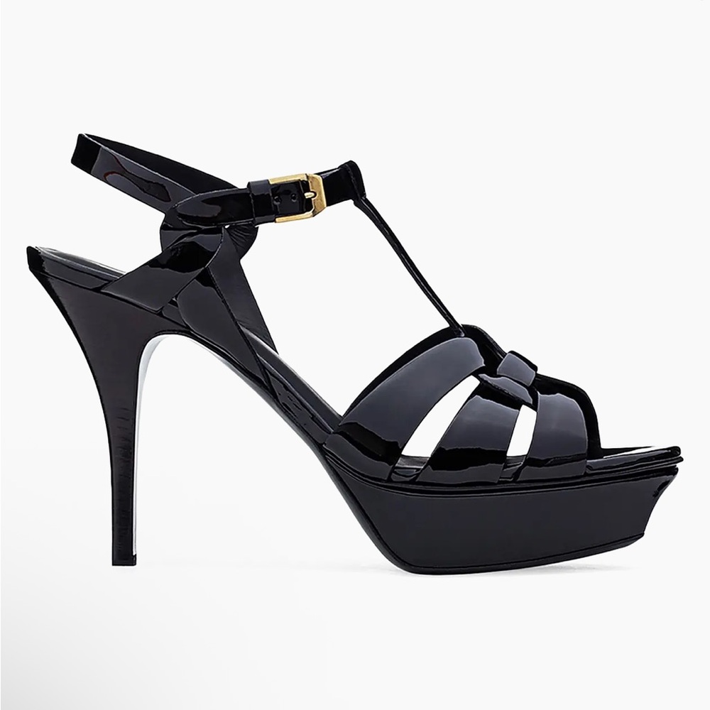 Yves Saint Laurent Tribute Platform Sandals in Patent Leather